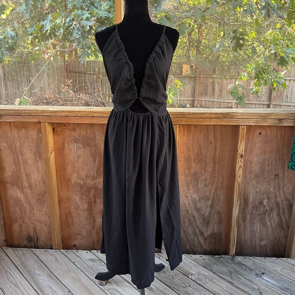 Commense Women's Black Cutout Midi Dress Size L. NEW!